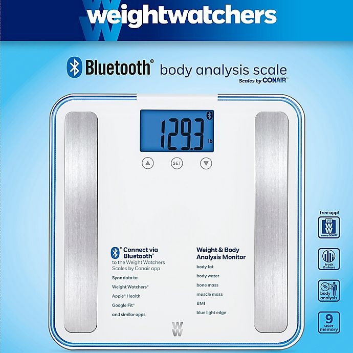slide 4 of 7, Weight Watchers by Conair Body Analysis Bluetooth Digital Bathroom Scale, 1 ct