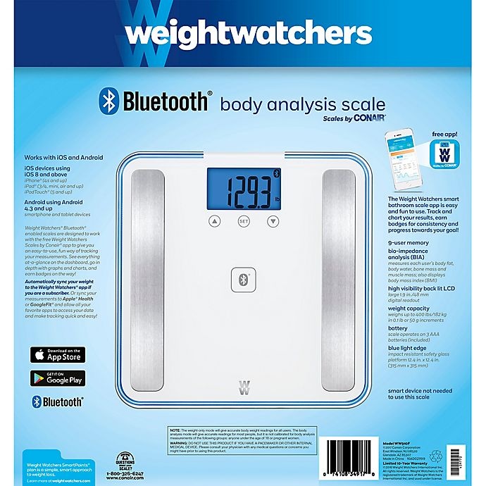 slide 5 of 7, Weight Watchers by Conair Body Analysis Bluetooth Digital Bathroom Scale, 1 ct