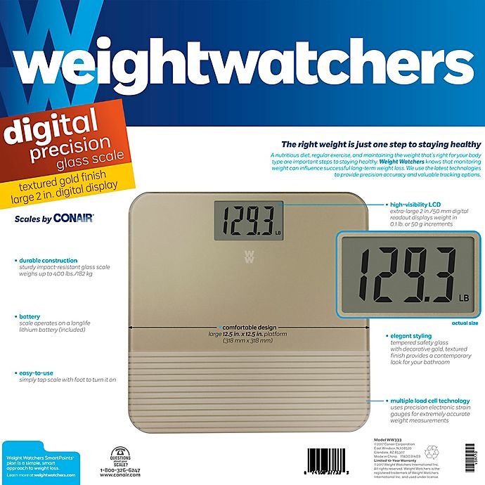 slide 4 of 5, Weight Watchers by Conair Digital Bathroom Scale - Gold, 1 ct