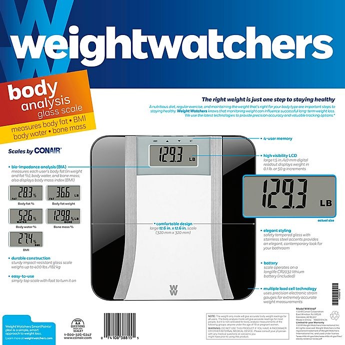 slide 2 of 5, Weight Watchers by Conair Body Analysis Digital Bathroom Scale, 1 ct