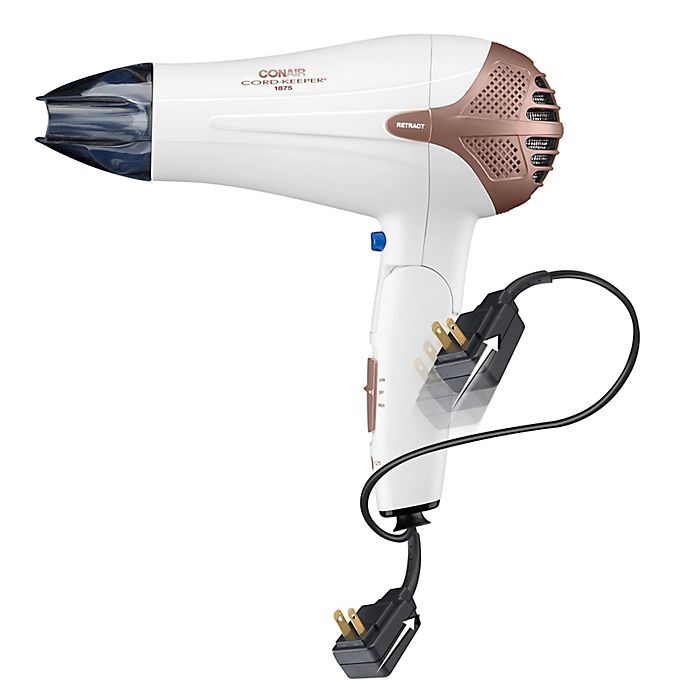 slide 2 of 4, Conair Double Ceramic Cord-Keeper Hair Dryer - White/Rose Gold, 1 ct