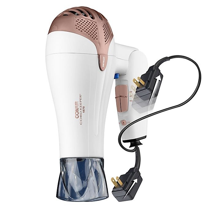 slide 3 of 4, Conair Double Ceramic Cord-Keeper Hair Dryer - White/Rose Gold, 1 ct