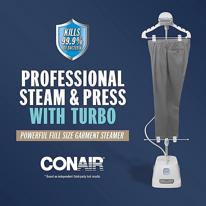 slide 2 of 10, Conair ExtremeSteam GS121 Full Size Stand Up Garment Steamer - White/Blue, 1 ct
