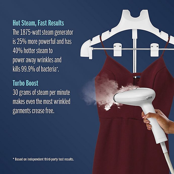 slide 4 of 10, Conair ExtremeSteam GS121 Full Size Stand Up Garment Steamer - White/Blue, 1 ct