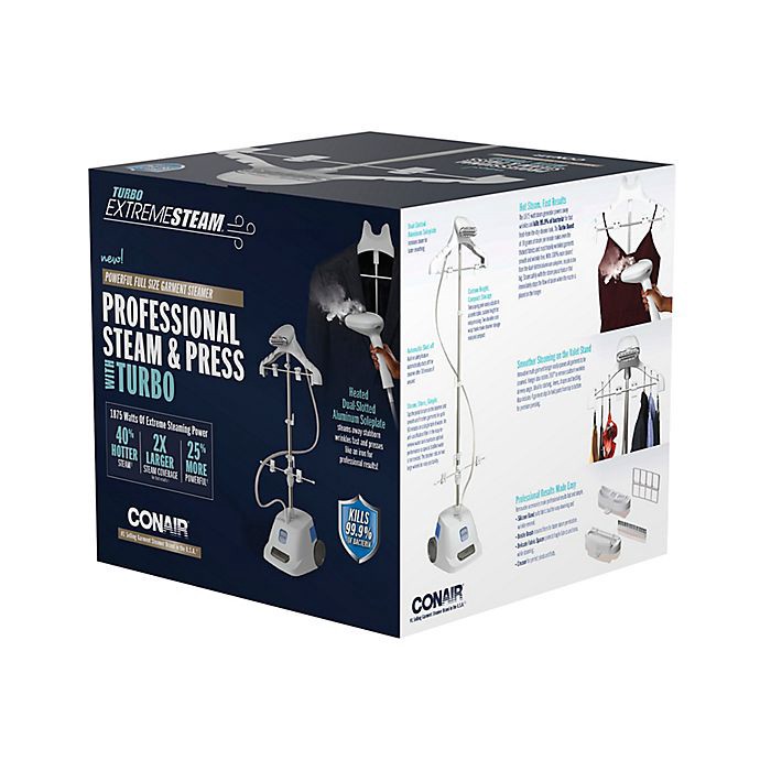 slide 8 of 10, Conair ExtremeSteam GS121 Full Size Stand Up Garment Steamer - White/Blue, 1 ct