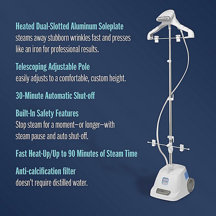 slide 10 of 10, Conair ExtremeSteam GS121 Full Size Stand Up Garment Steamer - White/Blue, 1 ct