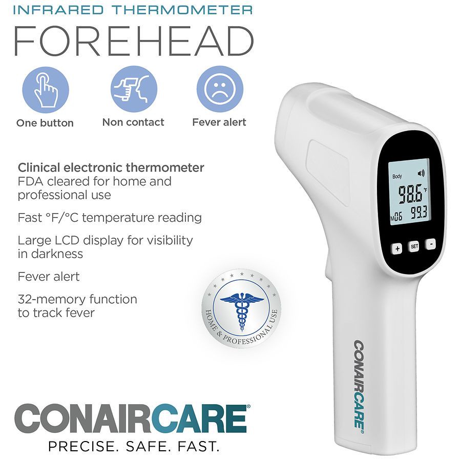 slide 3 of 5, ConairCare Infrared Forehead Thermometer 1 ea, 1 ct
