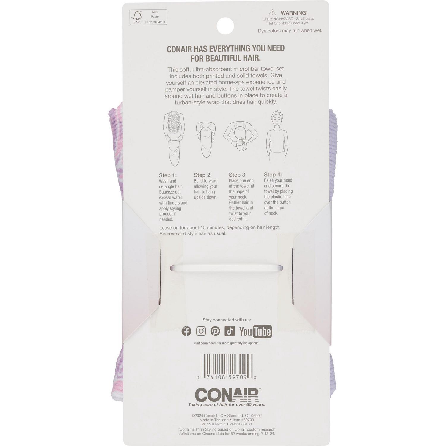 slide 3 of 4, Conair 2Pk Microfiber Towels, 2 ct