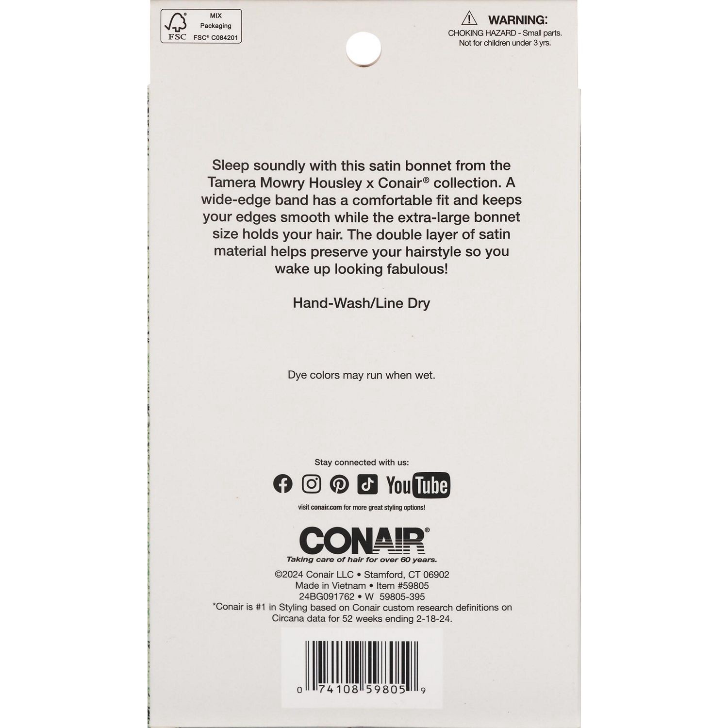 slide 2 of 2, Conair Tamera 1Pk Sleep Cap Print Teal, 1 ct