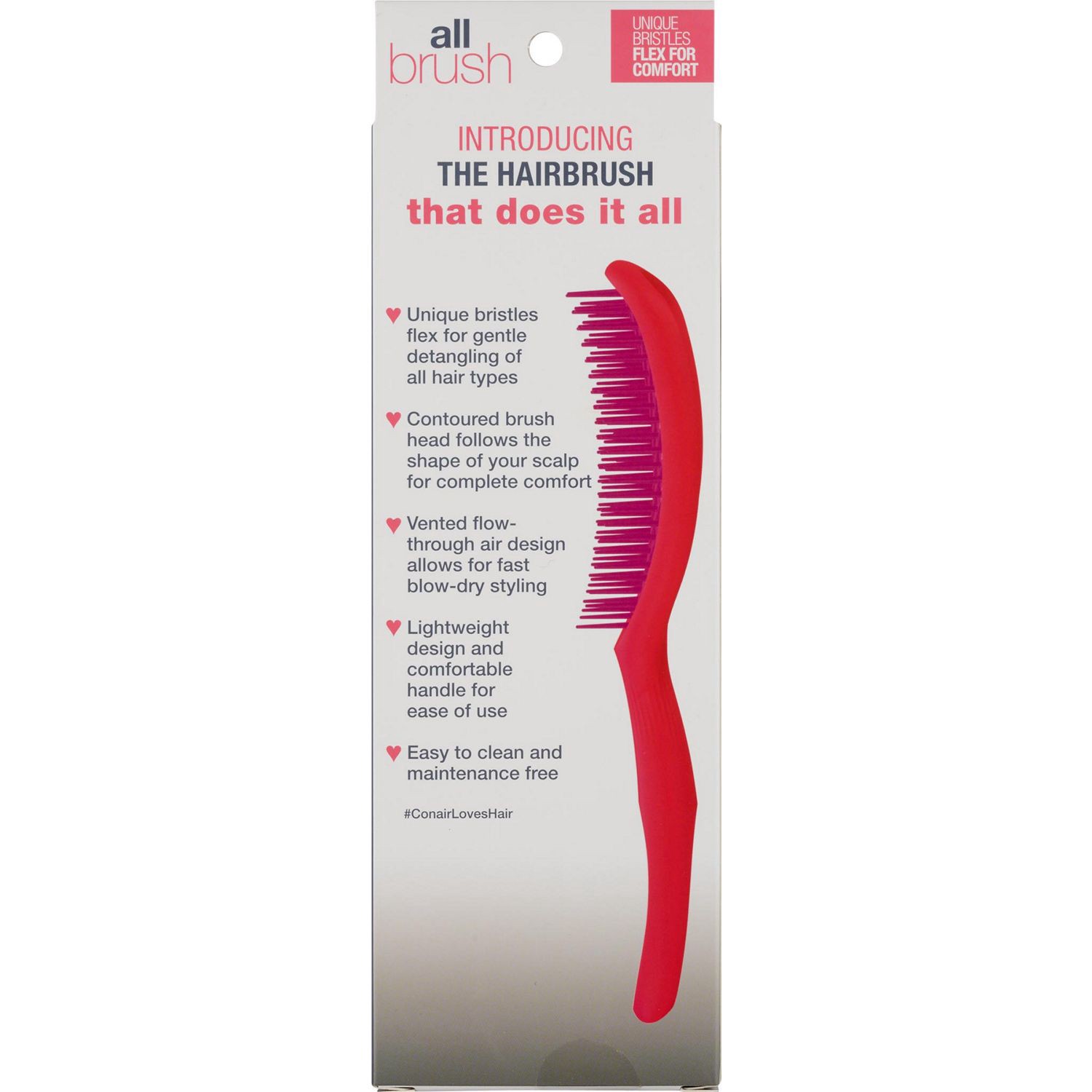 slide 2 of 3, Conair Vented Paddle Allbrush, Pink, 1 ct