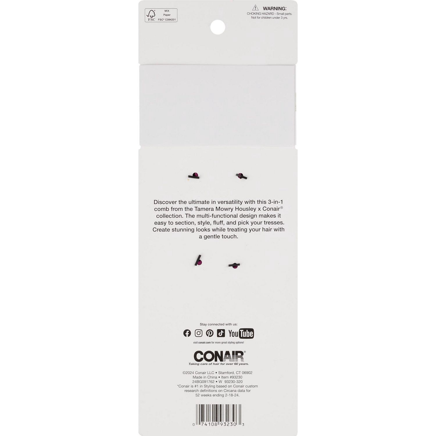 slide 2 of 3, Conair Tamera Comb 3 In 1 1Pc, 1 ct