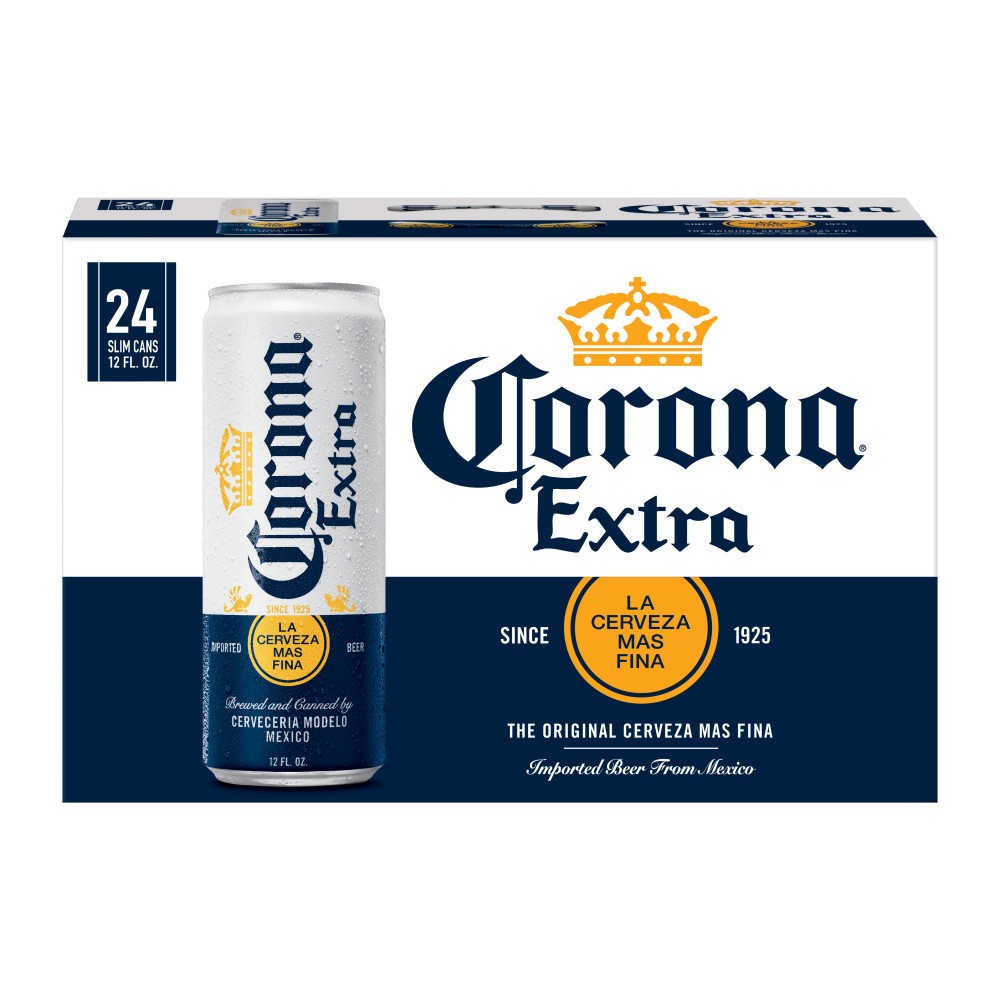 slide 1 of 7, Corona Extra Mexican Lager Import Beer, 24 pk 12 fl oz Cans, 4.6% ABV, 288 fl oz