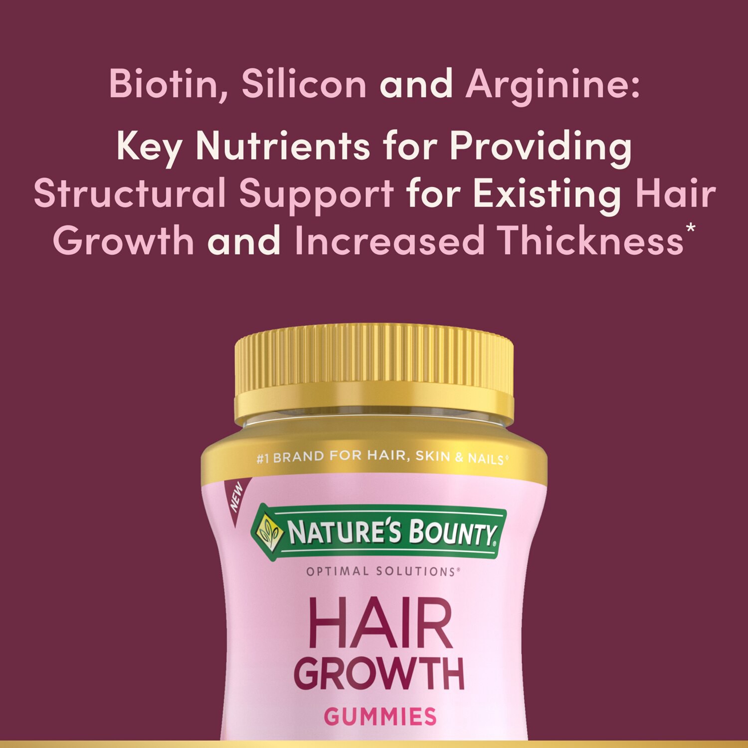 slide 4 of 8, Nature's Bounty Optimal Solutions Hair Growth Gummies, 60 Ct, 60 ct