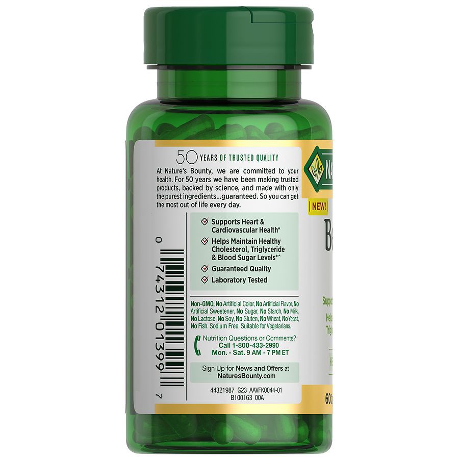 slide 2 of 3, Nature's Bounty Nature’s Bounty Berberine 1000mg for Heart, Blood Sugar, and Cardiovascular Health Support, 60 capsules, 60 ct