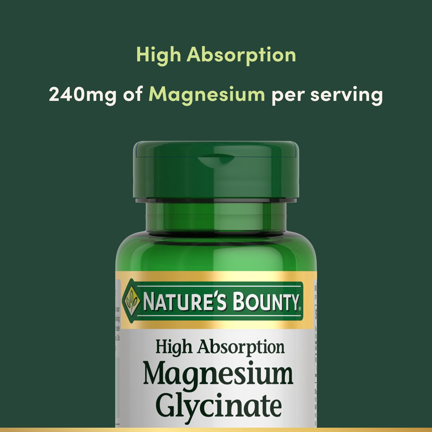 slide 2 of 6, Nature's Bounty High Absorption Magnesium Glycinate Supplements, 240mg, Supports Muscle Relaxation, 60 ct