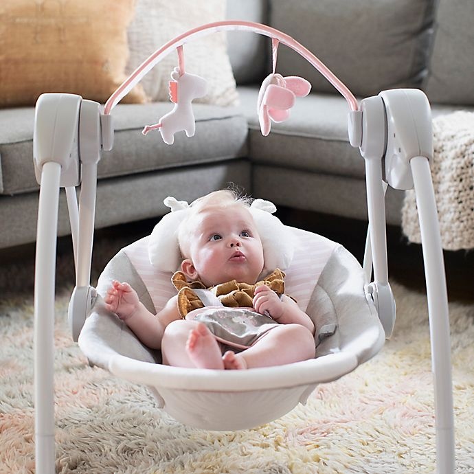 slide 2 of 10, Ingenuity Comfort 2 GoFlora the Unicorn Portable Swing, 1 ct