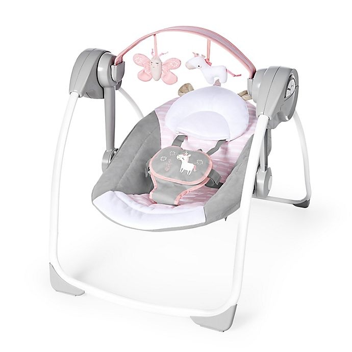 slide 1 of 10, Ingenuity Comfort 2 GoFlora the Unicorn Portable Swing, 1 ct