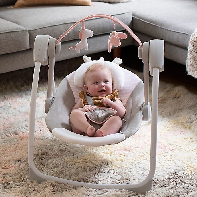 slide 5 of 10, Ingenuity Comfort 2 GoFlora the Unicorn Portable Swing, 1 ct