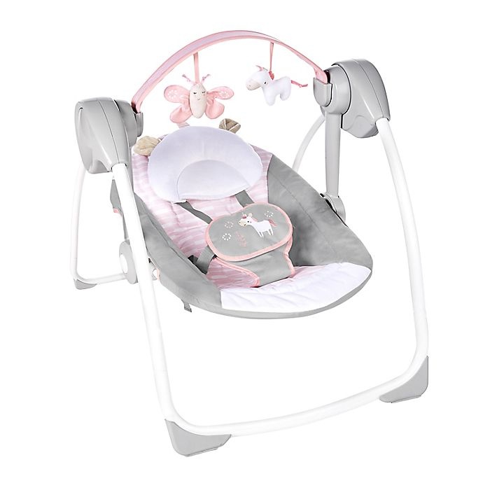 slide 6 of 10, Ingenuity Comfort 2 GoFlora the Unicorn Portable Swing, 1 ct