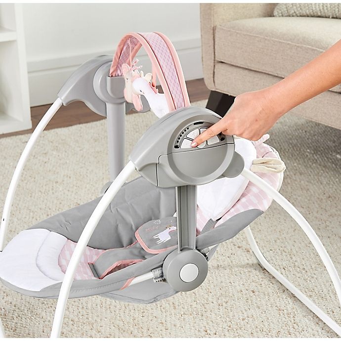 slide 10 of 10, Ingenuity Comfort 2 GoFlora the Unicorn Portable Swing, 1 ct