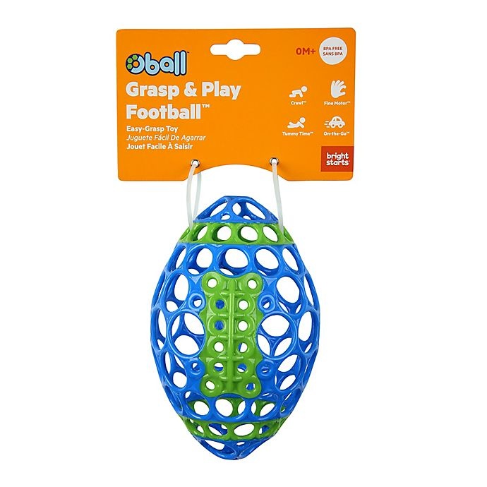 slide 2 of 2, Oball Bright Starts Grasp & Play Football Easy-Grasp Toy - Blue/Green, 1 ct