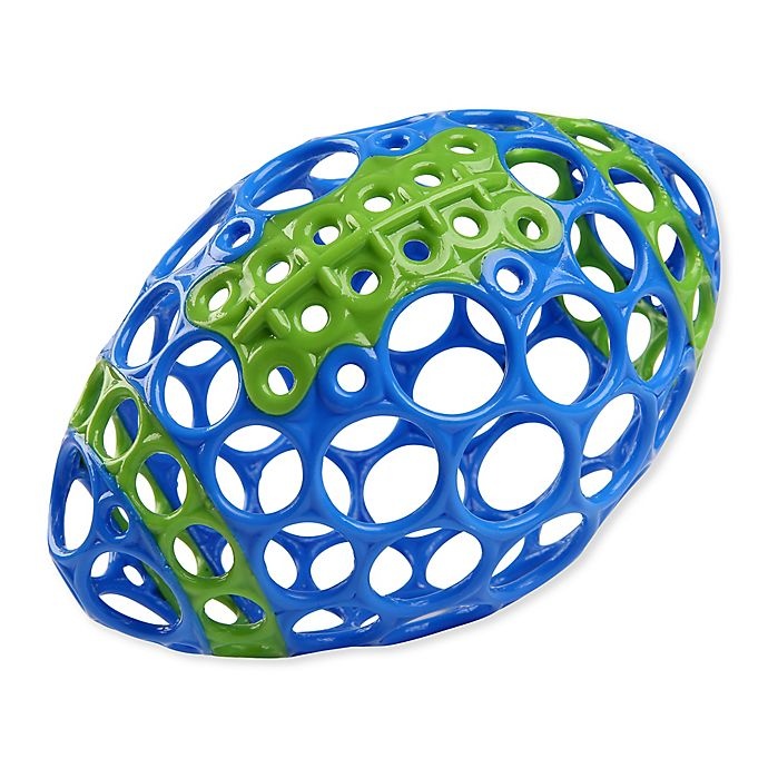 slide 1 of 2, Oball Bright Starts Grasp & Play Football Easy-Grasp Toy - Blue/Green, 1 ct
