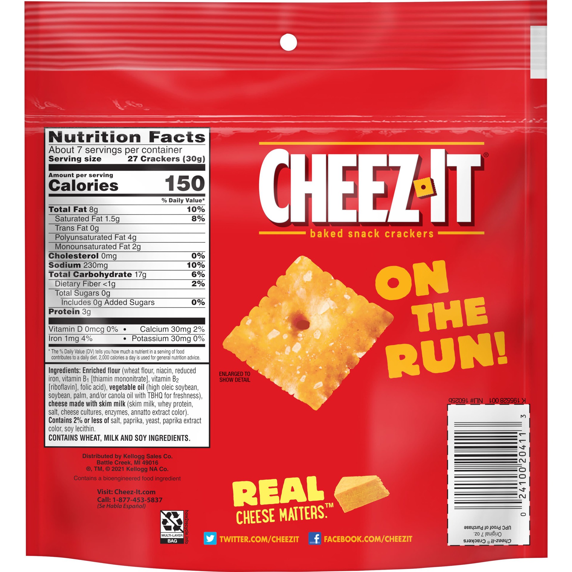 slide 3 of 5, Cheez-It Cheese Crackers, Original, 7 oz, 7 oz