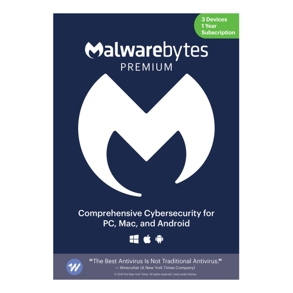 slide 1 of 2, Malwarebytes Premium, For 3 Devices, 1-Year Subscription, For Pc/Mac/Android, Product Key, 1 ct