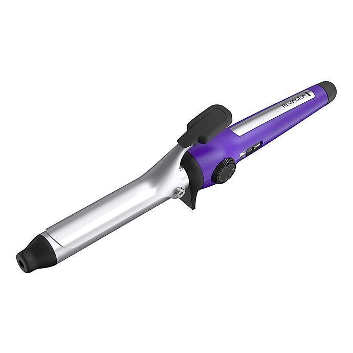 slide 2 of 9, Remington Ceramic Clipped Curling Iron - Purple, 1 in