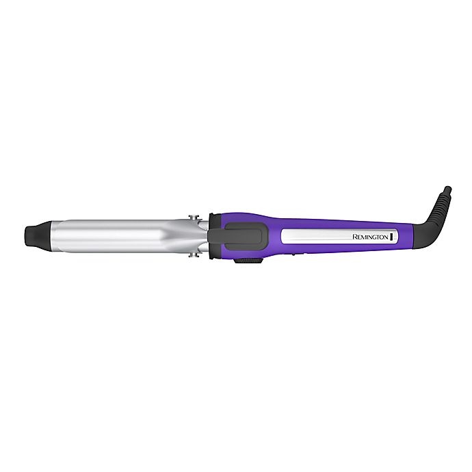 slide 3 of 9, Remington Ceramic Clipped Curling Iron - Purple, 1 in