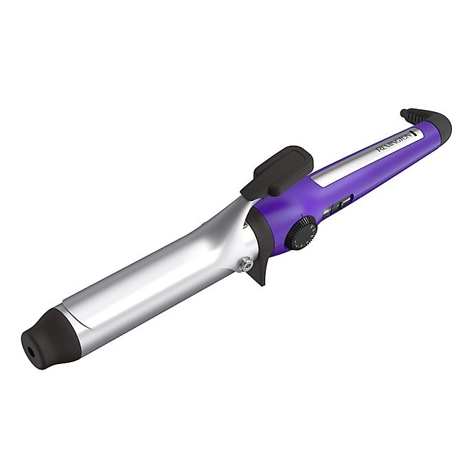 slide 2 of 8, Remington Ceramic Clipped Curling Iron - Purple, 1.25 in