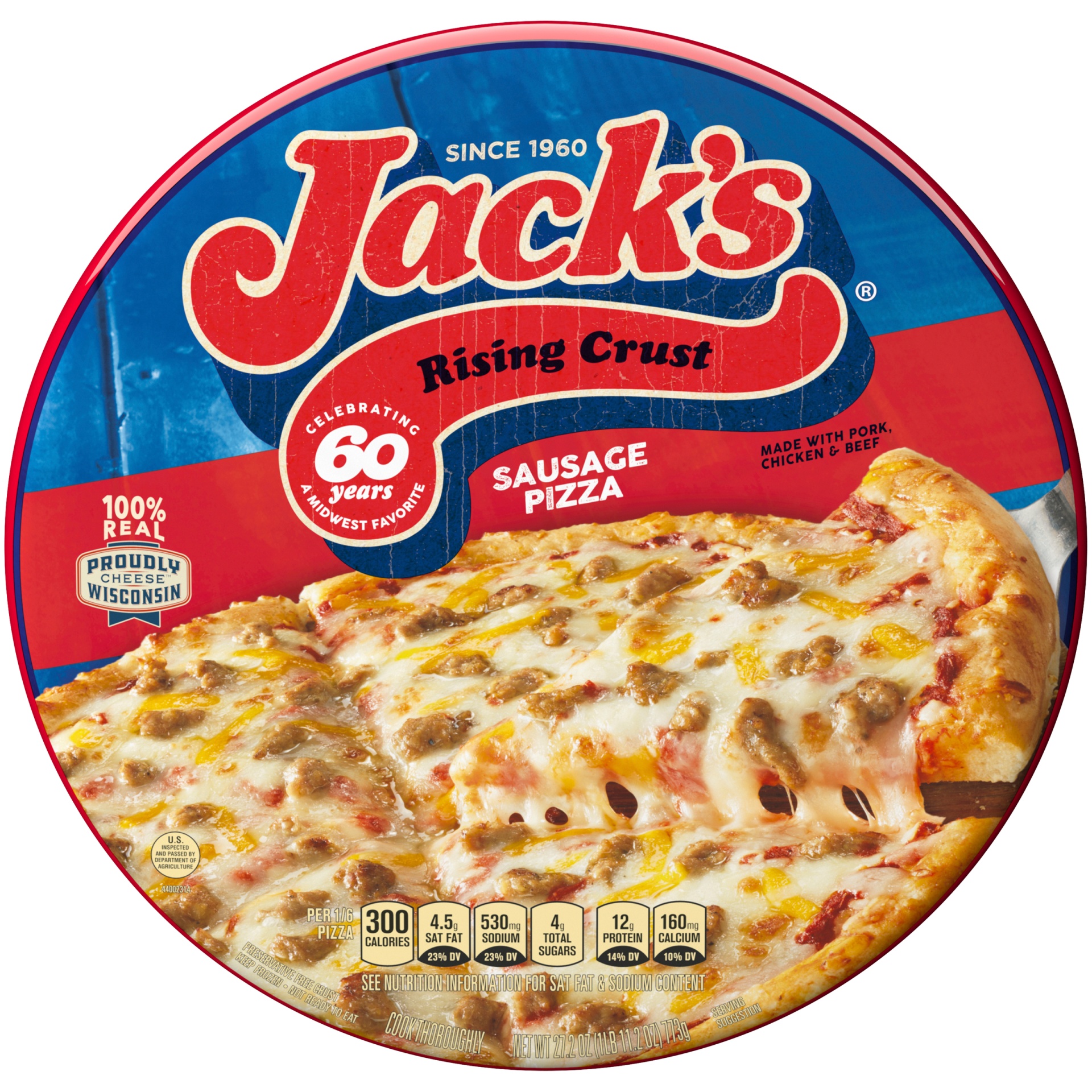 slide 2 of 6, Jack's Rising Crust Sausage Frozen Pizza, 27.3 oz