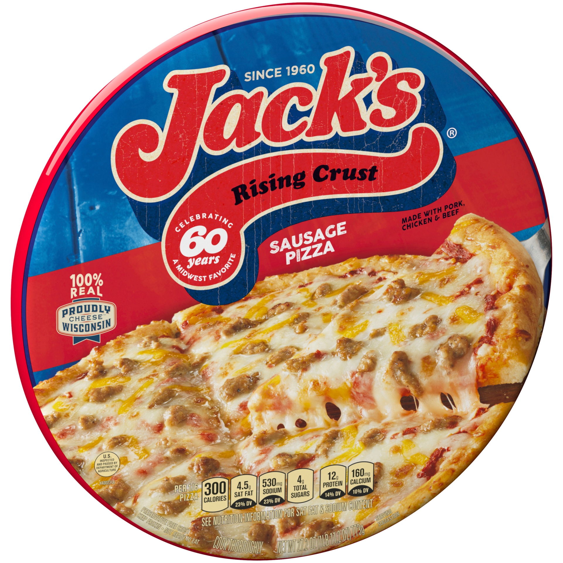 slide 3 of 6, Jack's Rising Crust Sausage Frozen Pizza, 27.3 oz