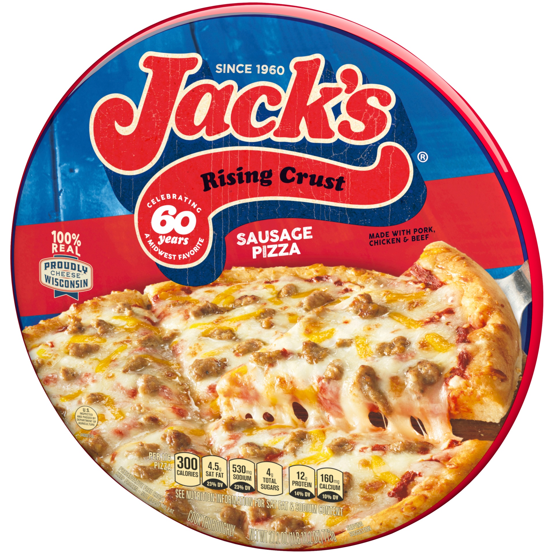 slide 4 of 6, Jack's Rising Crust Sausage Frozen Pizza, 27.3 oz