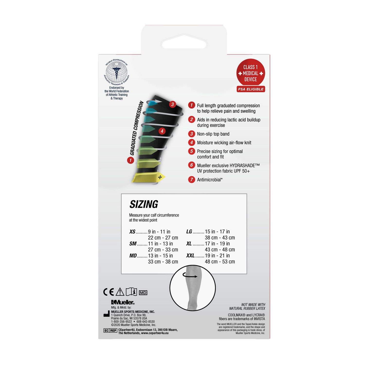 slide 3 of 4, Mueller Sports Medicine Graduated Compression Calf Sleeves, Black, M, 2Ct, 1 ct