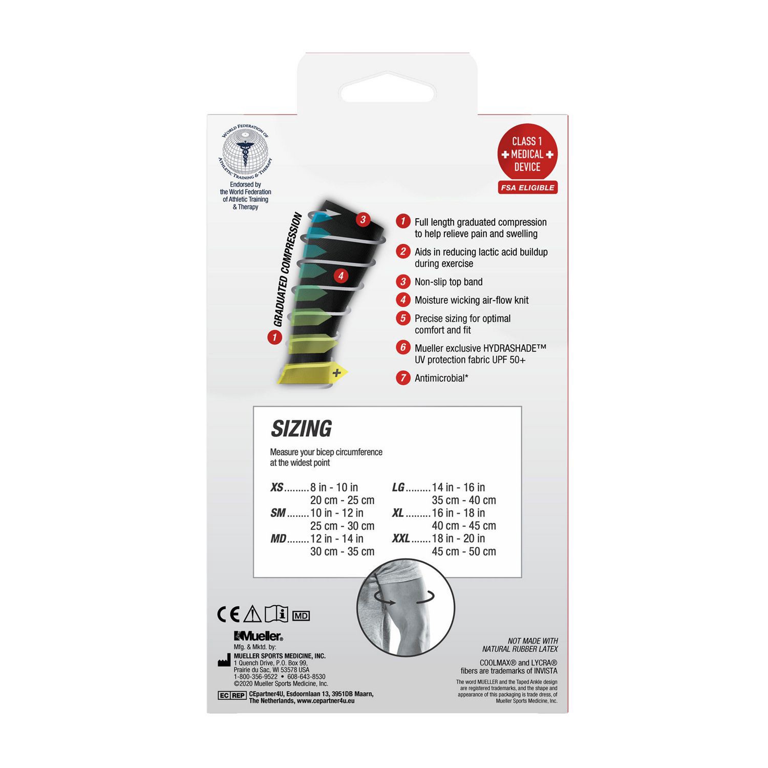 slide 3 of 3, Mueller Sports Medicine Graduated Compression Arm Sleeves, Black, M, 2Ct, 1 ct