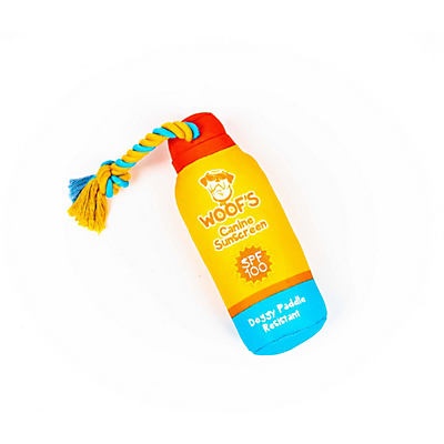 slide 1 of 1, Woof and Whiskers Sunscreen with Rope Plush Dog Toy, 1 ct