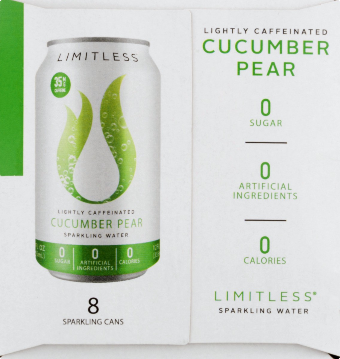 slide 6 of 11, LIMITLESS Refresh Lightly Caffeinated Sparkling Water, Cucumber Pear, 12 Fl oz Cans, 8 Pack, 12 fl oz