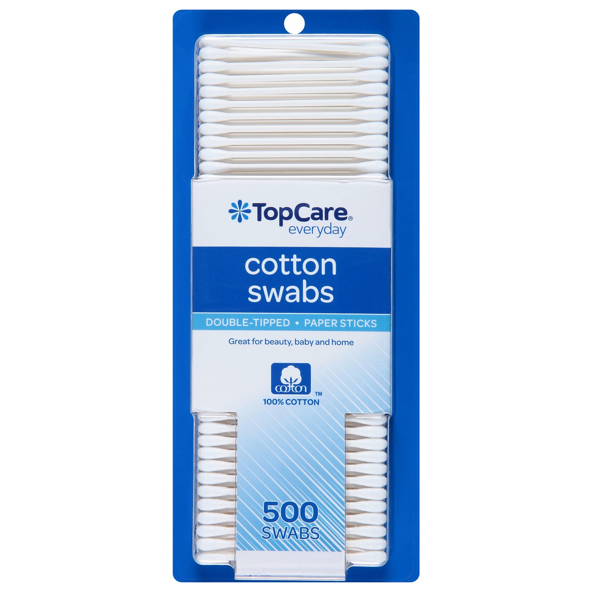 slide 1 of 9, TopCare Everyday Paper Sticks Double-Tipped Cotton Swabs 500 ea, 500 ct