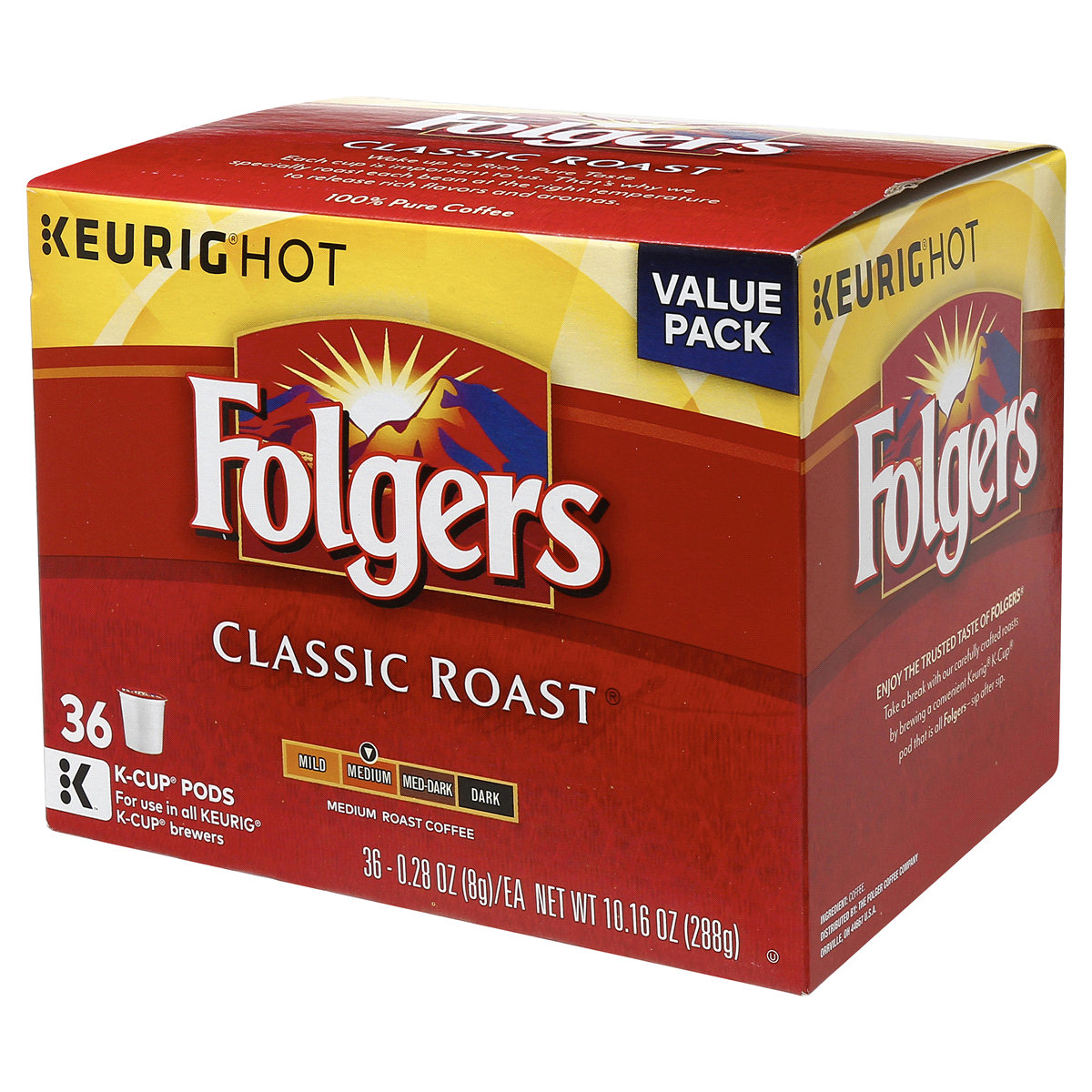 slide 4 of 7, Folgers Classic Roast K-Cup Pods, 36 ct