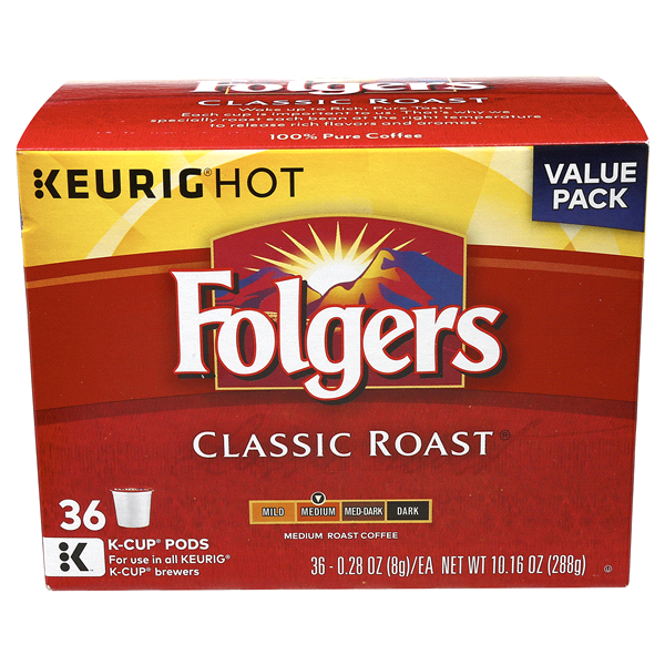 slide 1 of 7, Folgers Classic Roast K-Cup Pods, 36 ct