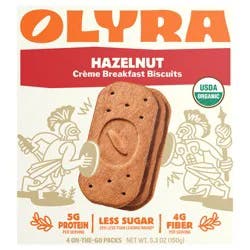 Olyra Creme Breakfast Biscuits, Hazelnut (Box of 4 On the Go Packs)