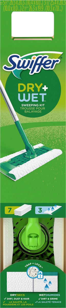 slide 3 of 3, Swiffer Sweeper 2-in-1 Dry + Wet Floor Mopping and Sweeping Kit 1 Sweeper, 7 Dry Cloths, 3 Wet Cloths, 1 ct