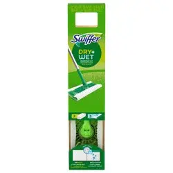 Swiffer Sweeper 2-in-1 Dry + Wet Floor Mopping and Sweeping Kit, Multi-Surface Kit for Floor Cleaning, Kit Includes 1 Sweeper, 7 Dry Sweeping Cloths, 3 Wet Mopping Cloths