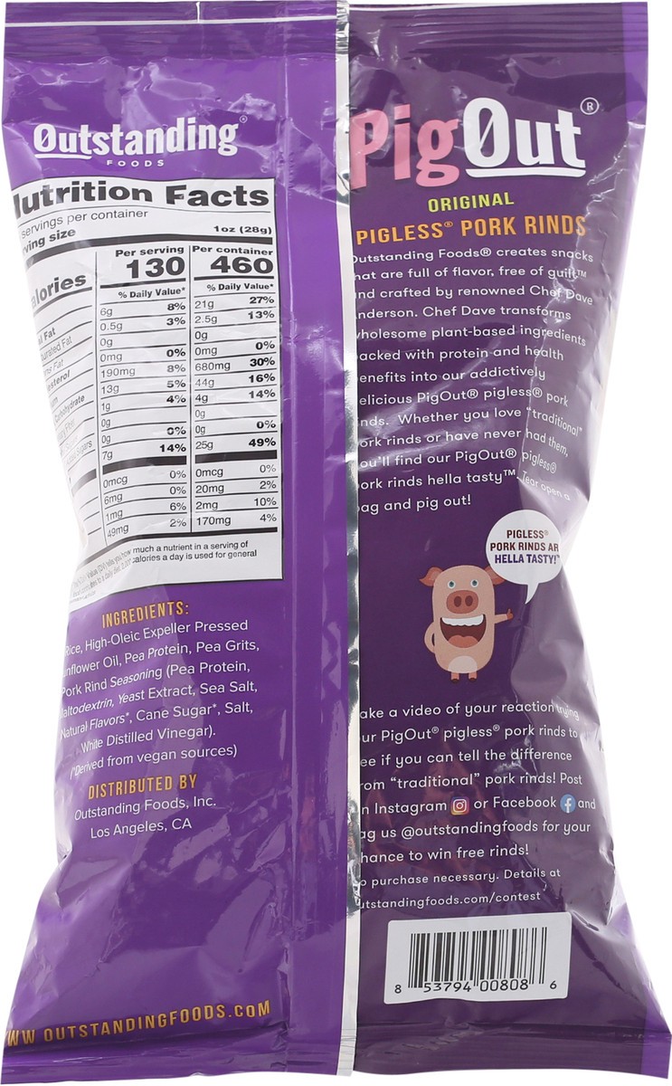 slide 7 of 9, Outstanding Foods Pig Out Original Pigless Pork Rinds 3.5 oz Bag, 3.5 oz