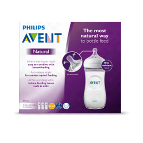 slide 1 of 9, Philips Avent Natural Baby Bottle - Clear, 11 oz, 3 ct