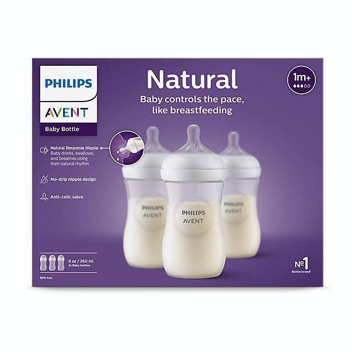 slide 3 of 3, Philips Avent Natural Bottles - Clear, 3 ct; 9 oz