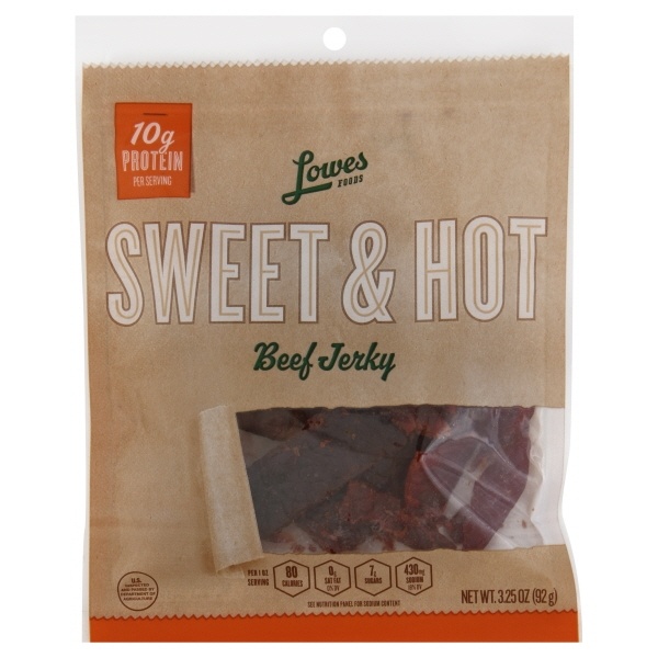 slide 1 of 1, Lowes Foods Sweet & Hot Beef Jerky, 3.25 oz