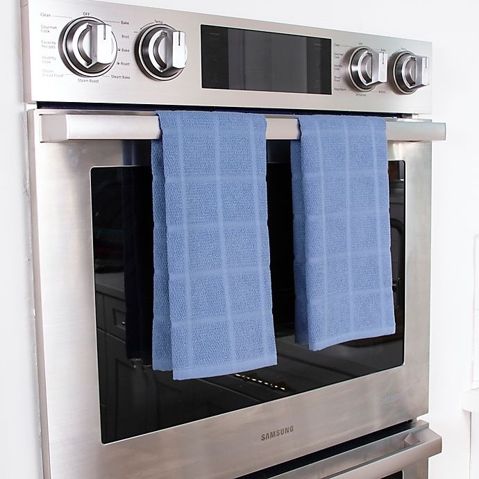 slide 5 of 5, KitchenSmart Colors Solid Windowpane Kitchen Towels - Capri, 2 ct