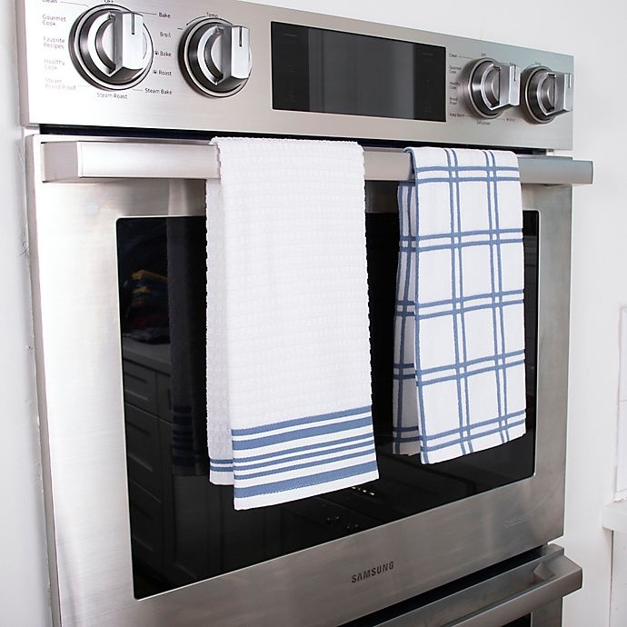 slide 3 of 6, KitchenSmart Colors Plaid Windowpane Kitchen Towels - Capri, 2 ct